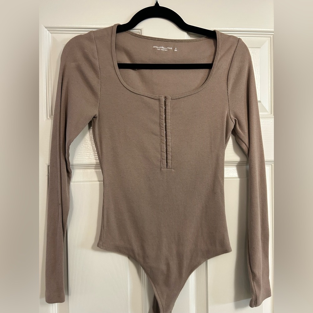 Abercrombie and Fitch “Soft” Long-Sleeve Hook-and-Eye Cotton Bodysuit